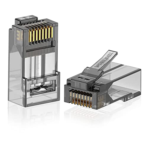 VCE CAT6 RJ45 Stecker Pass Through, 8P8C Netzwerkstecker Vergoldeter, Lan Stecker für CAT6 CAT5E CAT5 Festes Oder Litzenförmiges UTP Lan Kabel Stecker, Schwarz, 25er Pack von VCE