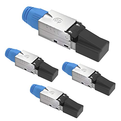 VCE RJ45 Stecker Werkzeuglos für Verlegekabel Cat8 Cat7A Cat7 Cat6A Netzwerkstecker Feldkonfektionierbarer Geschirmt 40 GBit/s 2000 MHz 4 Stück von VCE