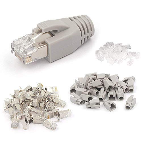 VCE (1. Gen. 10 Sets Crimpstecker CAT7, CAT6A RJ45 Netzwerkstecker POE für Verlegekabel 10GBit Lan RJ45 Stecker Metall geschirmt mit Einfädelhilfe und Knickschutz VCE (1. Gen. 10 Sets Crimpstecker CAT7, CAT6A RJ45 Netzwerkstecker POE für Verlegekabel 10GBit Lan RJ45 Stecker Metall geschirmt mit Einfädelhilfe und Knickschutz von VCE