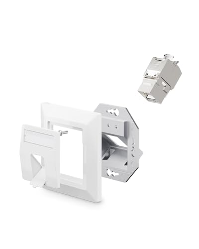 VCELINK 1x Keystone Netzwerkdose Unterputz CAT7/6A 1Fach, Lan Dose Keystone RJ45 Modul, STP Vollgeschirmt, RJ45 Ethernet Datendose DSL Patchkabel Verlegekabel von VCELINK