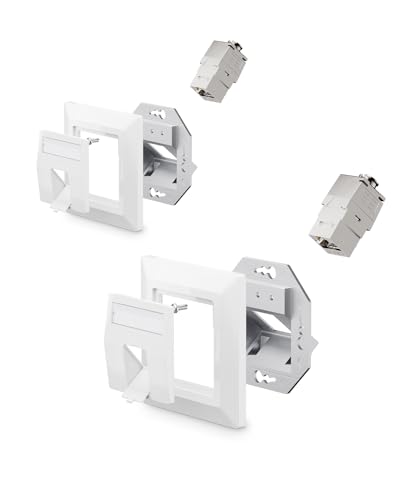 VCELINK 2x Keystone Netzwerkdose Unterputz CAT8 1Fach, Lan Dose Keystone RJ45 Modul, STP Vollgeschirmt, RJ45 Ethernet Datendose DSL Patchkabel Verlegekabel von VCELINK