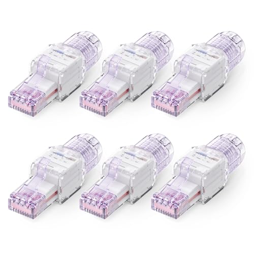 VCELINK CAT 6 RJ45 Stecker Werkzeuglos, Werkzeuglos Kompakter UTP-Wiederverwendbarer Netzwerkstecker zur Feldmontage für 23-26 AWG Ethernetkabel, 1000 Mbps, Transparentes Violett, 6 Stück VCELINK CAT 6 RJ45 Stecker Werkzeuglos, Werkzeuglos Kompakter UTP-Wiederverwendbarer Netzwerkstecker zur Feldmontage für 23-26 AWG Ethernetkabel, 1000 Mbps, Transparentes Violett, 6 Stück von VCELINK