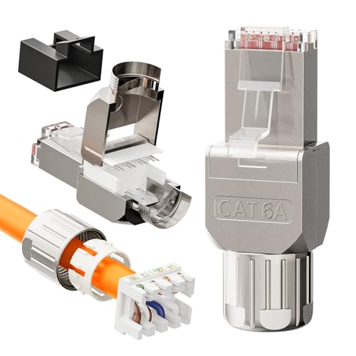 VCELINK CAT 6A RJ45 Stecker, CAT 6A Netzwerkstecker LSA Geschirmt RJ45 Stecker Werkzeuglos für Verlegekabel CAT8 CAT7 CAT6A, 10 Gbps 500MHz, 2 Stück VCELINK CAT 6A RJ45 Stecker, CAT 6A Netzwerkstecker LSA Geschirmt RJ45 Stecker Werkzeuglos für Verlegekabel CAT8 CAT7 CAT6A, 10 Gbps 500MHz, 2 Stück von VCELINK