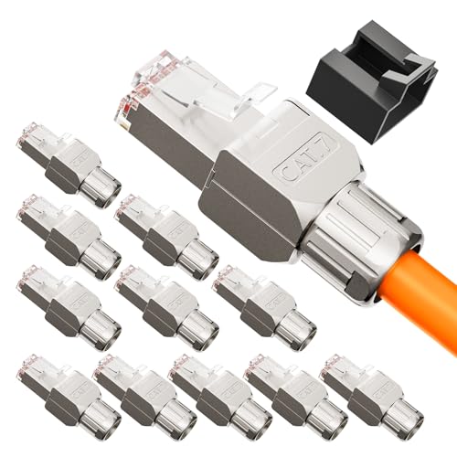 VCELINK CAT 7 RJ45 Stecker, CAT 7 Netzwerkstecker LSA Geschirmt RJ45 Stecker Werkzeuglos für Verlegekabel CAT8 CAT7 CAT6A, 10 Gbps 600MHz, 12 Stück VCELINK CAT 7 RJ45 Stecker, CAT 7 Netzwerkstecker LSA Geschirmt RJ45 Stecker Werkzeuglos für Verlegekabel CAT8 CAT7 CAT6A, 10 Gbps 600MHz, 12 Stück von VCELINK
