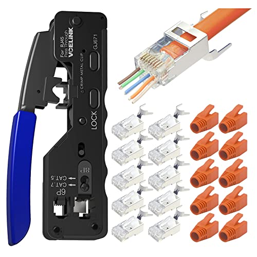 VCELINK GJ671BL Crimpzange RJ45 Presszange für RJ45 Stecker mit Cat 7 Cat6A Lan Stecker Pass Through RJ45 Netzwerkstecker VCELINK GJ671BL Crimpzange RJ45 Presszange für RJ45 Stecker mit Cat 7 Cat6A Lan Stecker Pass Through RJ45 Netzwerkstecker von VCELINK