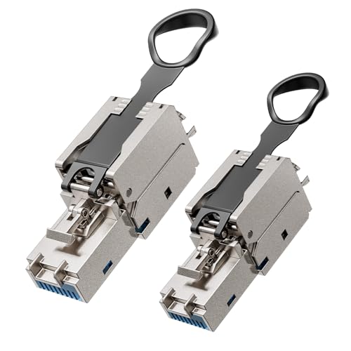 VCELINK RJ45 Stecker, Wiederverwendbare Werkzeugfreie Cat 7 Stecker, Cat6A Geschirmte Netzwerkstecker für 22-26AWG FTP STP SFTP UTP Kabel, 10 Gbps 600MHz, Vergoldet, 2 Stück VCELINK RJ45 Stecker, Wiederverwendbare Werkzeugfreie Cat 7 Stecker, Cat6A Geschirmte Netzwerkstecker für 22-26AWG FTP STP SFTP UTP Kabel, 10 Gbps 600MHz, Vergoldet, 2 Stück von VCELINK