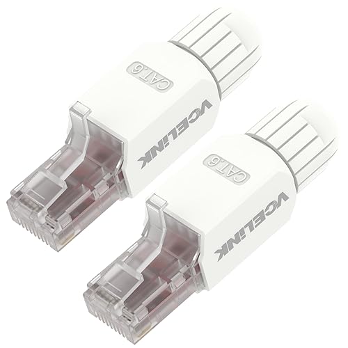 VCELINK RJ45 Stecker Werkzeuglos Cat6 Lan Stecker Werkzeugfreie Vergoldete, Cat6 UTP Modular Netzwerkstecker (LSA) für Verlegekabel, 2 Stück von VCELINK