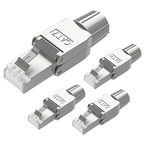 VCELINK RJ45 Stecker Werkzeuglos für Verlegekabel Cat7 Cat6A Netzwerkstecker Werkzeuglos Feldkonfektionierbarer Geschirmt 10 Gbps 600MHz 4 Stück… von VCELINK