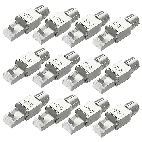 VCELINK RJ45 Stecker Werkzeuglos für Verlegekabel Cat7 Cat6A Netzwerkstecker Werkzeuglos Feldkonfektionierbarer LSA Geschirmt 10 Gbps 600MHz, 12 Stück VCELINK RJ45 Stecker Werkzeuglos für Verlegekabel Cat7 Cat6A Netzwerkstecker Werkzeuglos Feldkonfektionierbarer LSA Geschirmt 10 Gbps 600MHz, 12 Stück von VCELINK
