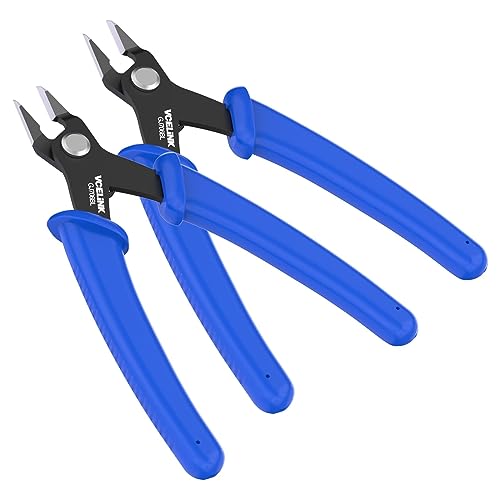 VCELINK Seitenschneider Klein GJ706BL, Elektronik Drahtschneider Abgewinkelter,Präzisionszange Mini Für Modellbau,Feine Drähte, Electronics, Kabelbinder, PCB, Schmuck,Precision Flush Cutter,2 Stück von VCELINK