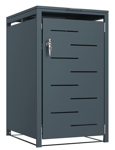 VCGGAIP Mülltonnenbox für Tonnen 120L und 240L Mülleimer(68 x 116 x 80cm)-Metall Mülltonne mit Magnetverschluss und Schloss (mülltonnenbox 1er（Schwarz）) von VCGGAIP