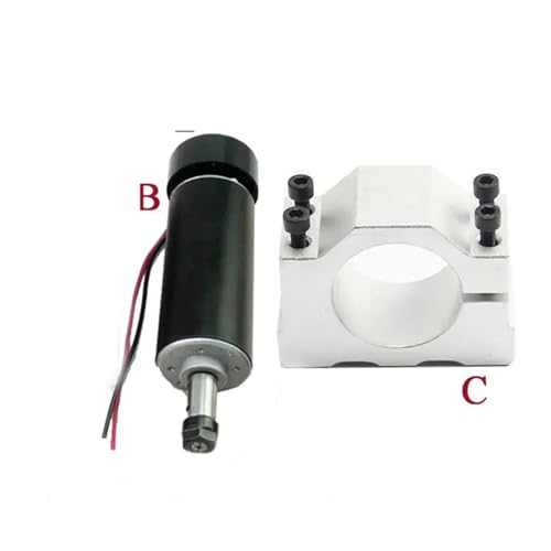 CNC-Spindelmotor, 0,5 kW luftgekühlter Spindelmotor ER11 Spannfutter CNC 500 W Spindel-Gleichstrommotor + 52 mm Klemmen + Netzteil Drehzahlregler for DIY-CNC für CNC-Fräsmaschine(2 set-2) von VCHICS