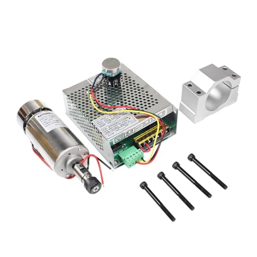 CNC-Spindelmotor, 12000 U/min High Speed ​​DC 12–48 V 300 W ER11 400 W ER16 CNC luftkühlter Spindelmotor-Kit mit Netzteil for Graviermaschine für CNC-Fräsmaschine(300W ER16) von VCHICS