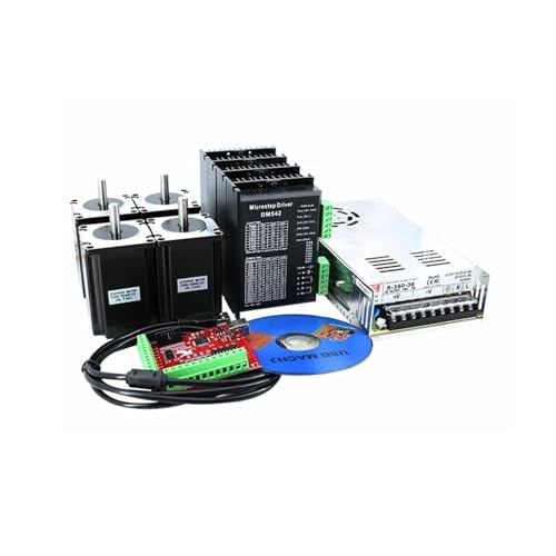 CNC-Spindelmotor, Das 4-Achsen-CNC-Nema23-57-Schrittmotor-Kit enthält 4 Stück 2,2 Nm 3A-Motor + 4 Stück Treiber + 1 Stück 350 W 36 V Netzteil für CNC-Fräsmaschine(TB6600 driver) von VCHICS