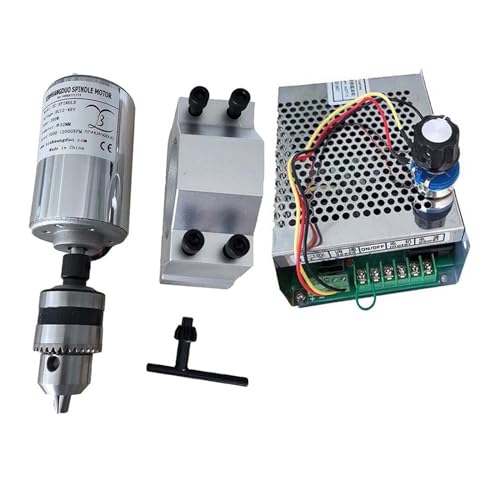 CNC-Spindelmotor, Luftgekühlter 0,2-kW-CNC-Spindelmotor, Bohrspindelköpfe-Kit, Spannfutter, 200-W-Spindelmotor + Netzteil, Drehzahlregler for Gravieren für CNC-Fräsmaschine(Package5) von VCHICS
