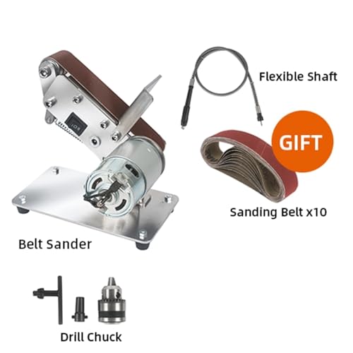 Edelsteinschleifer, Mühle elektrischer Gürtelschleifer DIY. Sander Polierer Mini-Poliermaschine Gurt Sander Mühle Messerschärfer mit Schleifgürtel für DIY-Edelsteine(Yellow) von VCHICS