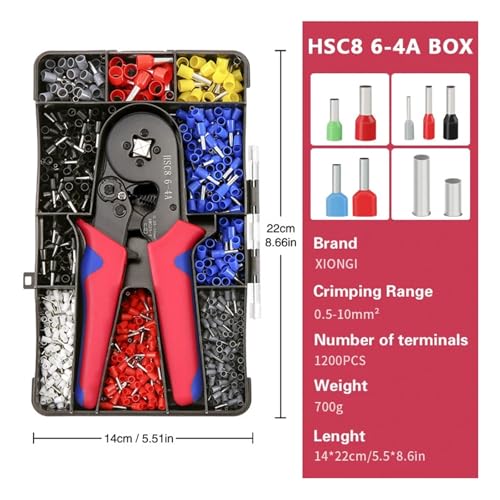HSC8 6-4A Crimpzan Rohrklemmen-Crimper-Draht Mini-Crimper-Werkzeu for Crimpen elektrischer Haushaltsdrähte Für Elektriker und Mechaniker(HSC8 6-4 box) von VCHICS