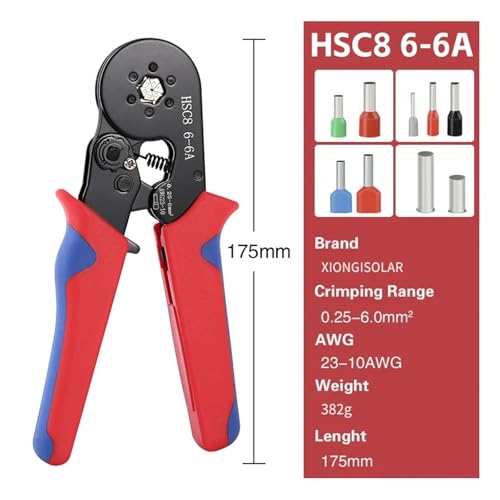 HSC8 6-4A Crimpzan Rohrklemmen-Crimper-Draht Mini-Crimper-Werkzeu for Crimpen elektrischer Haushaltsdrähte Für Elektriker und Mechaniker(HSC8 6-6A) von VCHICS