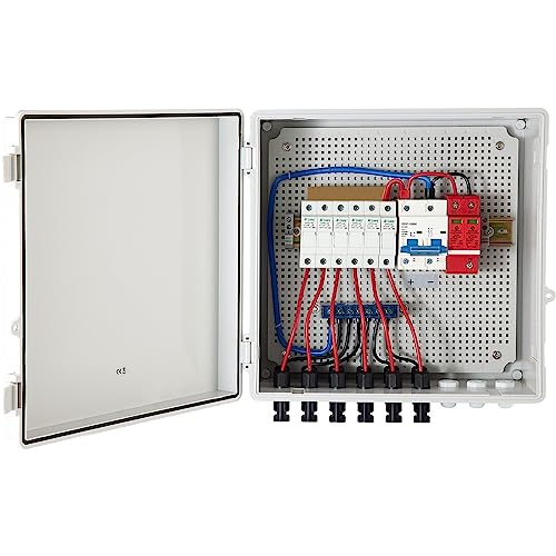 PV Combiner Box 4 String 6 String IP65 Wasserdichter Blitzschutz-Leistungsschalter for On/Off-Grid-Solarpanel-System für Anfänger zum Selbermachen(6 String) von VCHICS