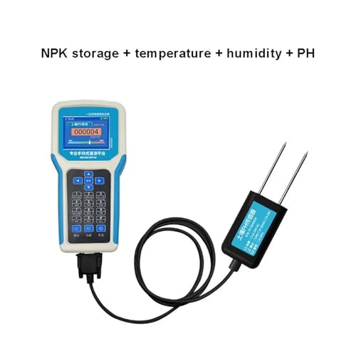 VCHICS Boden-pH-Tester, Intellinter tragbarer Handheld-Bodentachometer-Sensor Temperatur und Feuchtigkeit EC PH NPK-Detektor mit englischer Anzei für Garten- und Topfpflanzen(NPK Storage-TH-PH) von VCHICS