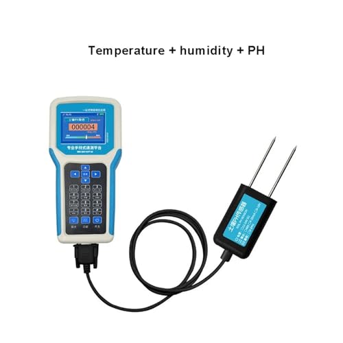 VCHICS Boden-pH-Tester, Intellinter tragbarer Handheld-Bodentachometer-Sensor Temperatur und Feuchtigkeit EC PH NPK-Detektor mit englischer Anzei für Garten- und Topfpflanzen(T and H and PH) von VCHICS