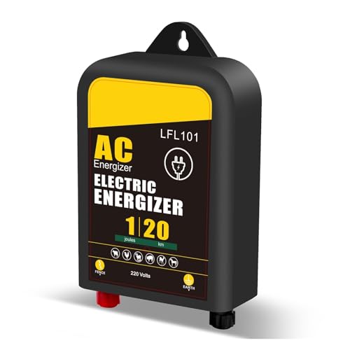 VCHICS Elektrozaun, 20KM Elektrischer Schäferzaun mit Wechselstrom betriebener Impulsspannung for den Außenbereich, wasserdichter elektrischer Zaun Einsatz in Haushalt und Garten von VCHICS