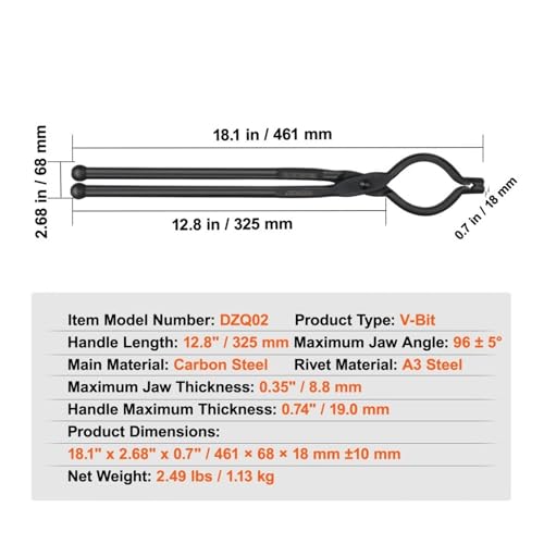 schmiedete Zann Schmiedezann 18''V-Bit Bolzenzann Zann ZV-Bit Zann und Greifzann Schmiedezan aus Kohnstoffstahl Für Elektriker und Mechaniker(V-bit Plier) von VCHICS