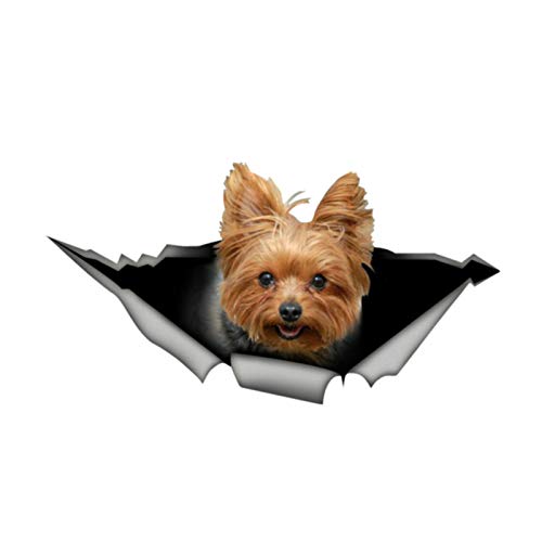 VCHSH Yorkshire Terrier Auto Aufkleber 3D Haustier Grafik PVC Aufkleber Autofenster Laptop Stoßstange Tier Auto Aufkleber, 13 cm * 7 cm Auto-Styling-Aufkleber (Color Name : Reflective) von VCHSH