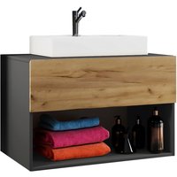 Badblock 2tlg-Lendas weiß Eiche Honig Nachbildung anthrazit B/H/T: ca. 80x52x52 cm von VCM Möbel