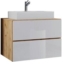 Badblock 2tlg-Lendas weiß weiß Eiche Honig Nachbildung B/H/T: ca. 61x69x51,4 cm von VCM Möbel