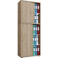 Büroschrank Lona XXL mit Schiebetüren Eiche Sonoma Nachbildung weiß B/H/T: ca. 70x184x37 cm Büroschrank Lona XXL mit Schiebetüren Eiche Sonoma Nachbildung weiß B/H/T: ca. 70x184x37 cm von VCM Möbel
