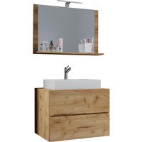 Waschplatz 3tlg-Lendas weiß Eiche Honig Nachbildung B/H/T: ca. 80x52x52 cm von VCM Möbel