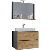 Waschplatz 3tlg-Lendas weiß Eiche Honig Nachbildung anthrazit B/H/T: ca. 60x52x52 cm von VCM Möbel