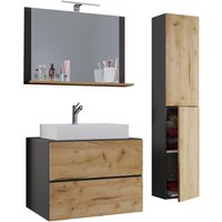 Waschplatz 4tlg-Lendas anthrazit Eiche Honig Nachbildung weiß B/H/T: ca. 60x52x52 cm von VCM Möbel