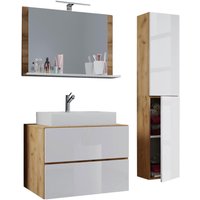 Waschplatz 4tlg-Lendas weiß Eiche Honig Nachbildung weiß B/H/T: ca. 60x52x52 cm von VCM Möbel