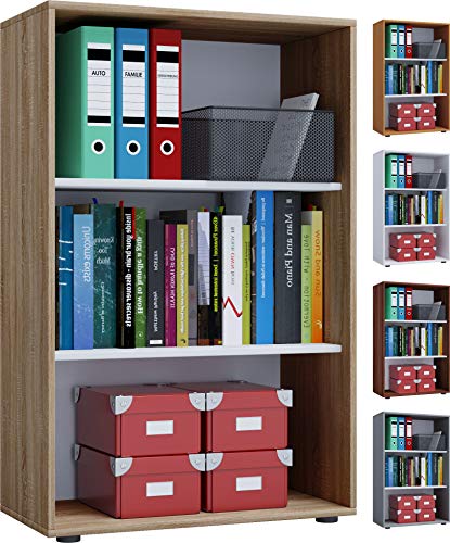 VCM Holz Büro Stand Regal Bücher Ordner Aktenregal Ordnerregal Bücherregal Lona 3f Sonoma-Eiche von VCM