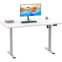 VCM my office Lona elektrisch höhenverstellbarer Schreibtisch weiß rechteckig, T-Fuß-Gestell silber 160,0 x 80,0 cm von VCM my office