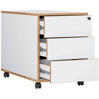 VCM my office Salia Rollcontainer weiß, honig-eiche 3 Auszüge 39,0 x 70,0 x 50,0 cm von VCM my office
