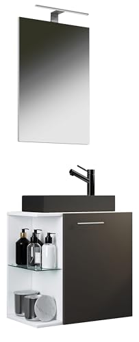 3-TLG Set | Waschplatz für Gäste WC | Gästebad | Waschtisch mit Spiegel | Badezimmer Set – Hausa SP-BL 3-TLG Set | Waschplatz für Gäste WC | Gästebad | Waschtisch mit Spiegel | Badezimmer Set – Hausa SP-BL von VCM