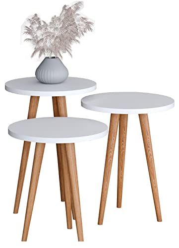 VCM 3-TLG. Set Beistelltisch | Tisch im schlichten Design | Maße ca. H. 42/47/52 x B. 34 x T. 34 cm | Wohnzimmertisch - Barilo von VCM