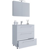 3-tlg. Stand-Waschplatz "Badinos 3 Schubfächer" 60 cm | Mit Spiegelschrank Weiß 3-tlg. Stand-Waschplatz "Badinos 3 Schubfächer" 60 cm | Mit Spiegelschrank Weiß von VCM