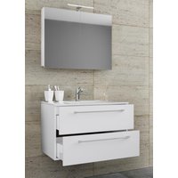 3-tlg. Waschplatz 60cm 2 Schubfächer | Mit Spiegelschrank Weiß von VCM