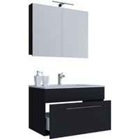 3-tlg. Waschplatz "Badinos 1 Schubfach" 60 cm | Mit Spiegelschrank Schwarz 3-tlg. Waschplatz "Badinos 1 Schubfach" 60 cm | Mit Spiegelschrank Schwarz von VCM