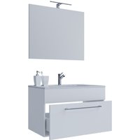 3-tlg. Waschplatz "Badinos 1 Schubfach" 80 cm | Mit Spiegel Weiß von VCM