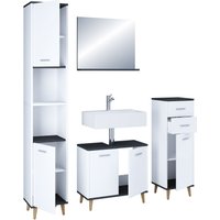 4-tlg. Badmöbelset Badezimmer Set "Landos I" Weiß/Anthrazit von VCM
