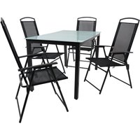 5-tlg Gartenmöbel Sitzgruppe Gartenmöbel Glas Tisch Stühle Hochlehner Set 140 Mattglas von VCM