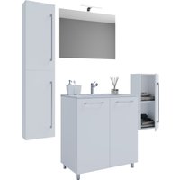 5-tlg. Stand-Waschplatz "Badinos 2 Drehtüren" 60 cm | Mit Spiegel + Midi-/Hochschrank Weiß 5-tlg. Stand-Waschplatz "Badinos 2 Drehtüren" 60 cm | Mit Spiegel + Midi-/Hochschrank Weiß von VCM