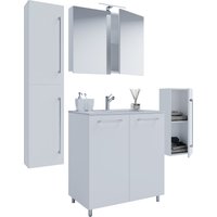 5-tlg. Stand-Waschplatz "Badinos 2 Drehtüren" 80 cm | Mit Spiegelschrank + Midi-/Hochschrank Weiß 5-tlg. Stand-Waschplatz "Badinos 2 Drehtüren" 80 cm | Mit Spiegelschrank + Midi-/Hochschrank Weiß von VCM