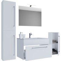 5-tlg. Waschplatz "Badinos 1 Schubfach" 60 cm | Mit Spiegel + Midi-/Hochschrank Weiß 5-tlg. Waschplatz "Badinos 1 Schubfach" 60 cm | Mit Spiegel + Midi-/Hochschrank Weiß von VCM