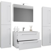 5-tlg. Waschplatz "Badinos 2 Schubfächer" 60 cm | Mit Spiegelschrank + Hochschränke Weiß 5-tlg. Waschplatz "Badinos 2 Schubfächer" 60 cm | Mit Spiegelschrank + Hochschränke Weiß von VCM